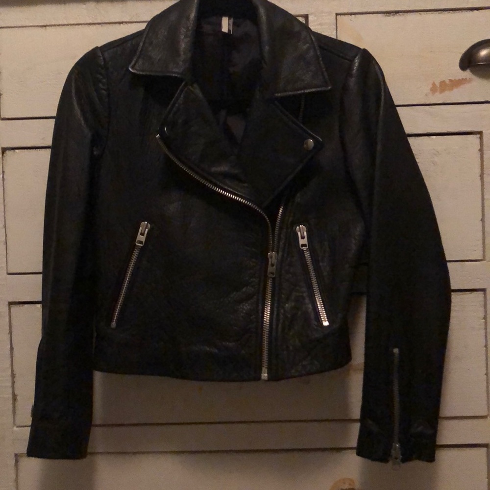 Topshop black leather jacket